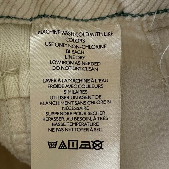 Maeve Colette Cropped Wide Leg Corduroy Pants Size 26P Cream Anthropologie - Picture 10 of 13